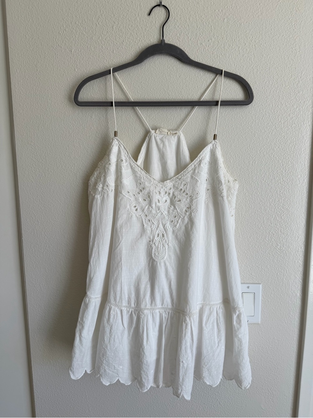 White Eyelet Crochet Sundress with Spaghetti Straps